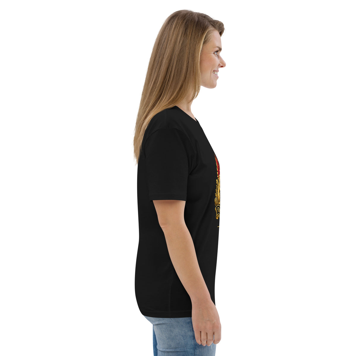 Right-side view of the black WMF XIII Stronger United Crest Tee